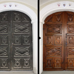 Prima e Dopo | Palazzo dei Nobili - Bene Banca - BCC di Bene Vagienna, Portone d’ingresso
